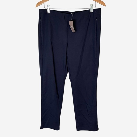 J Jill Womens Essential Cotton Stretch Ankle Pants Size 12P Navy Blue NEW - Picture 1 of 9